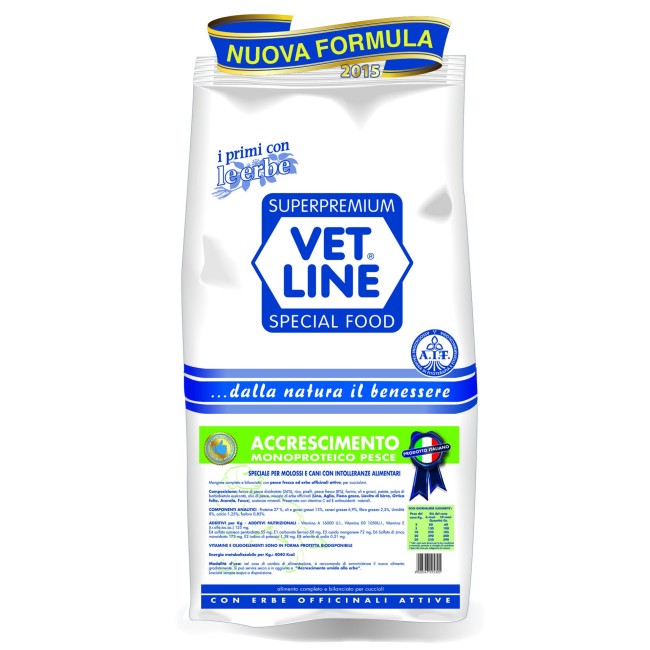 vet line accrescimento cuccioli con pesce ed erbe officinali.