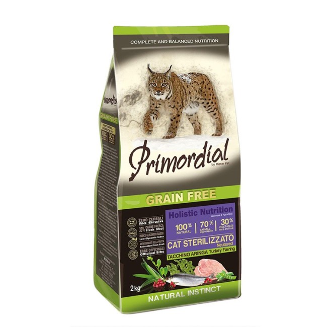 PRIMORDIAL GRAIN FREE CAT ADULT STERILIZZATO TACCHINO ARINGA