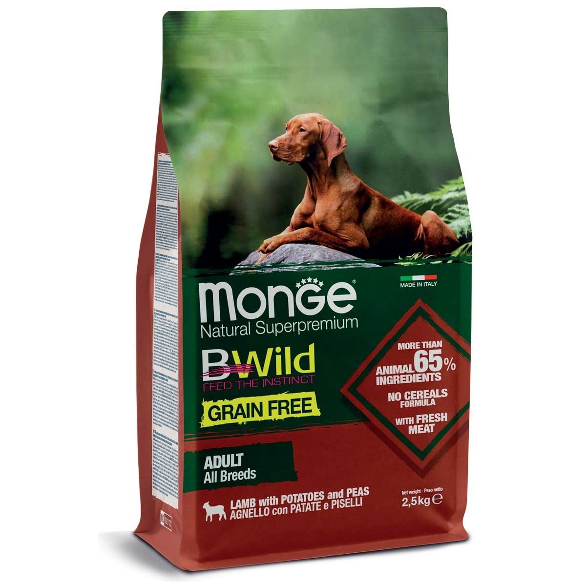 MONGE  BWILD GRAIN FREE AGNELLO PATATE PISELLI